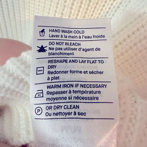 Vince Sweater Woman’s Size M Racked Rib Cotton Stripe in Optic White/Coa… - Picture 10 of 10